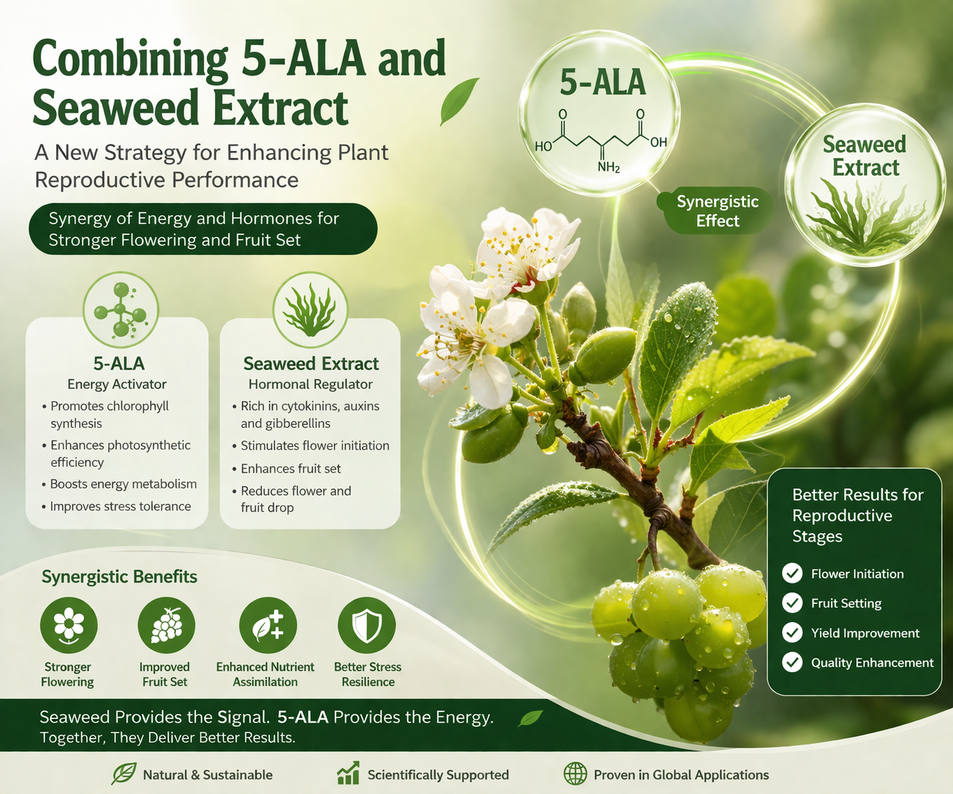 Combining 5-ALA and Seaweed Extract: A New Strategy for Enhancing Plant Reproductive Performance